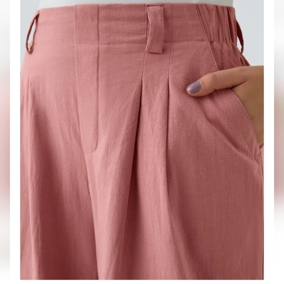 High Waisted Pocket Wide Leg Flowy Solid Palazzo Casual Linen-Feel Pants - Picture 7 of 12